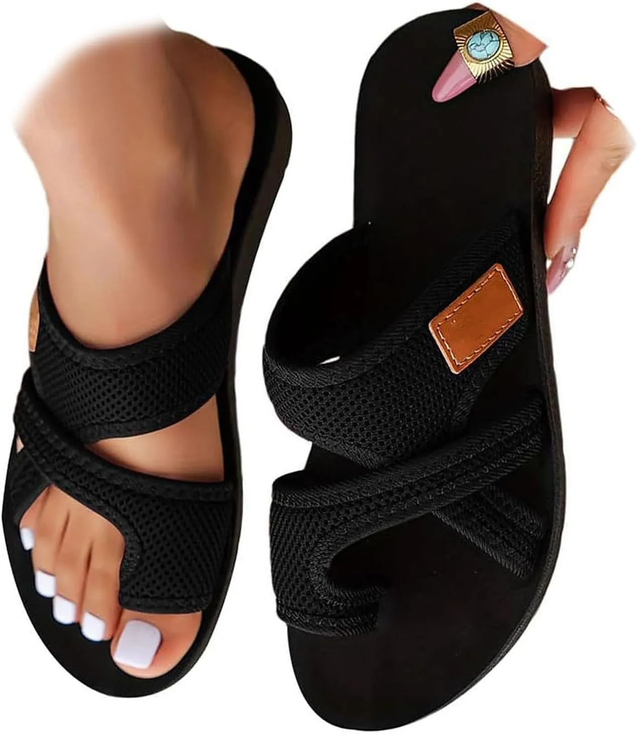 Orthopedic Sandals for Women,2025Women's Hollow Mesh Slide Sandals,Breathable Mesh Sandals for Women