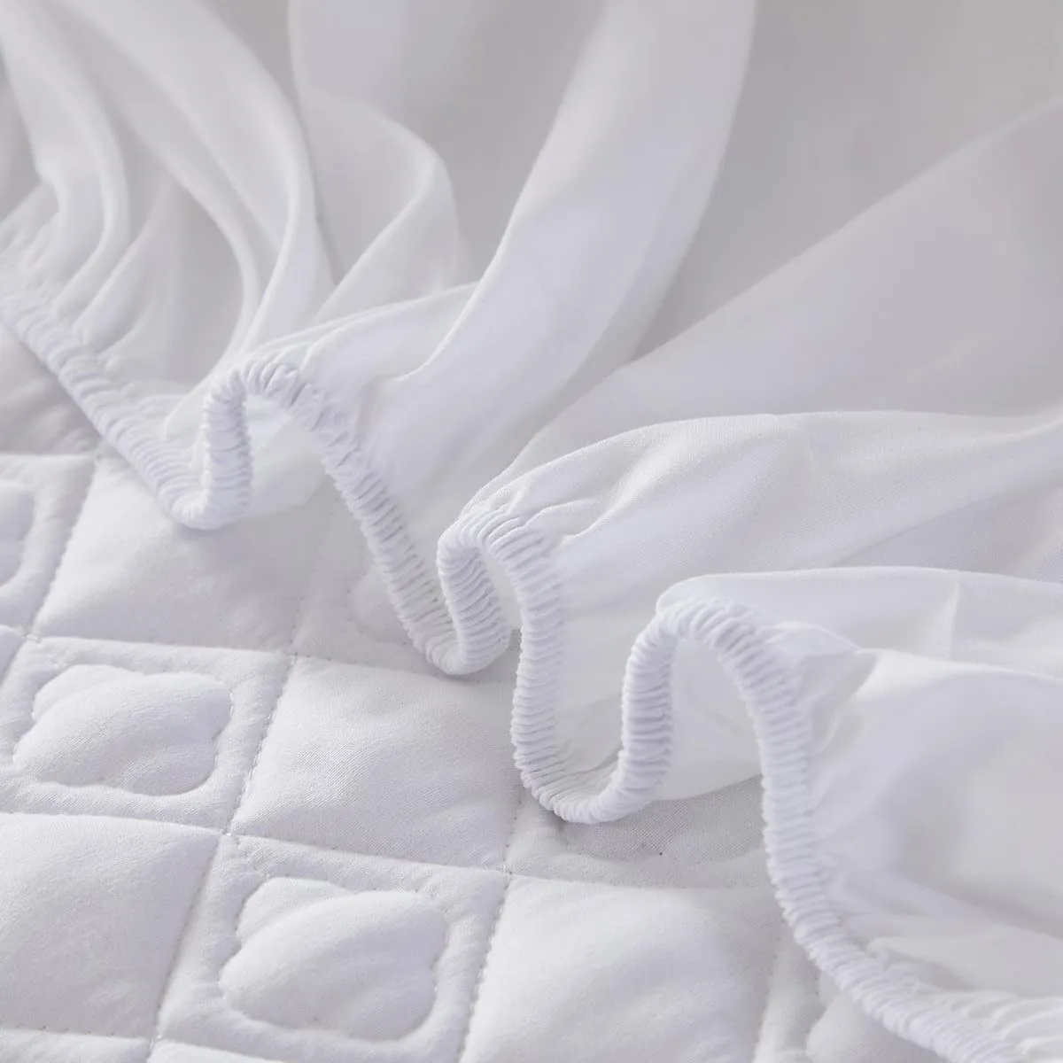 Quilted Fitted Sheet, Deep Pocket Fitted Sheet for 11" in Mattress, 360° Parcel Non-Slip Breathable Mattress Protector, Cozy Cotton Fitted Sheet Cover,B,Twin XL