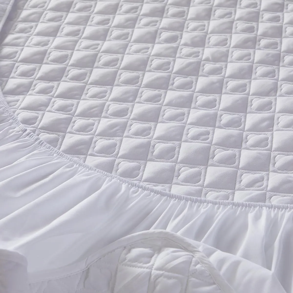Quilted Fitted Sheet, Deep Pocket Fitted Sheet for 11" in Mattress, 360° Parcel Non-Slip Breathable Mattress Protector, Cozy Cotton Fitted Sheet Cover,B,Twin XL