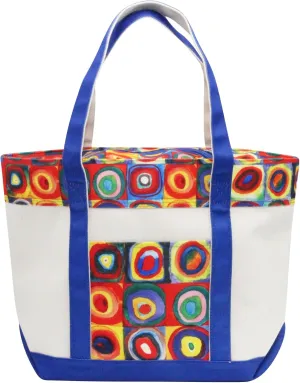 RainCaper Fine Art Large Cotton Canvas Tote Bag Roomy Heavy Duty Sturdy Boat Bag Zippered Top Lots of Pockets Shoulder Straps