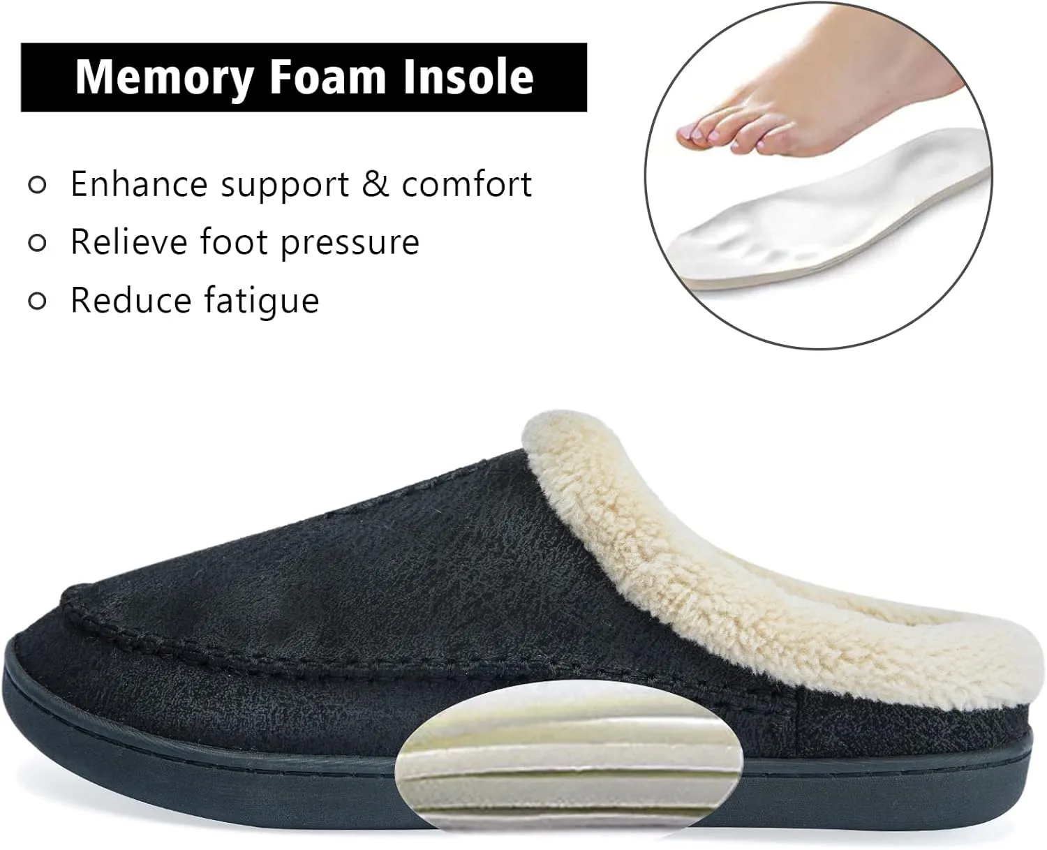 Ranberone Men's Slippers Microsuede Upper Moccasin House Shoes with Fuzzy Plush Lining Indoor and Outdoor
