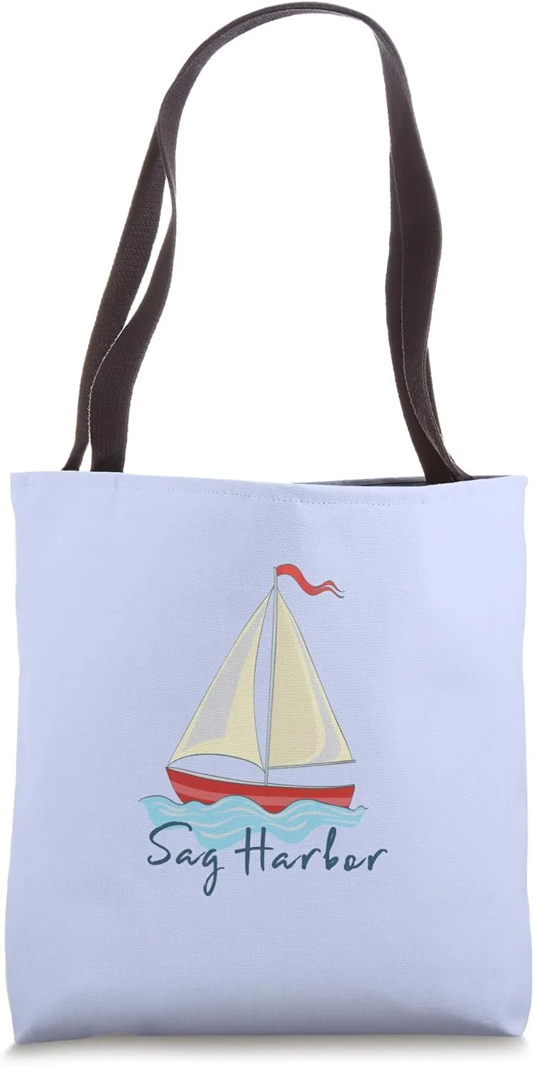 Sag Harbor Long Island Sailing Sail Boat Boating Nautical Tote Bag