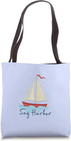 Sag Harbor Long Island Sailing Sail Boat Boating Nautical Tote Bag