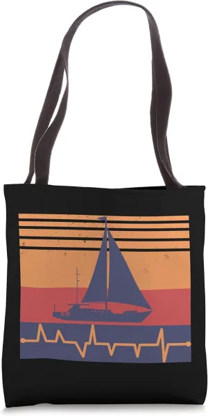 Sail Boat Heartbeat Sailor Captain Sailing Tote Bag
