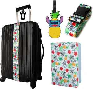 Stitch Travel 3-Piece Set with Passport Holder, Bag Tag, and Luggage Strap, Disney Travel Accessories Official License