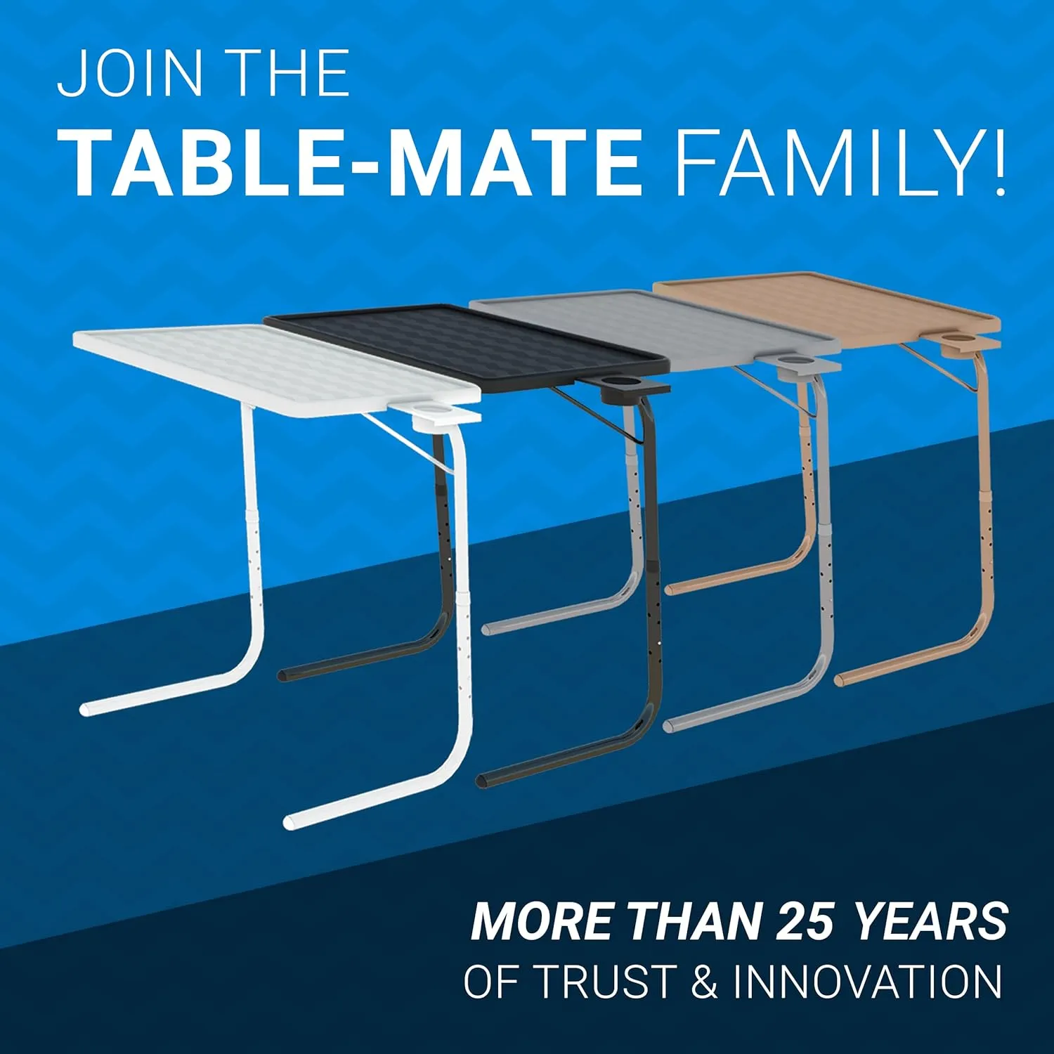 Table Mate II TV Tray Table - Folding TV Dinner Tray, Couch Table Trays for Eating Snack Food, Stowaway Laptop Stand, Portable Bed Dinner Tray - Adjustable TV Table with 3 Angles, Cup Holder, Black