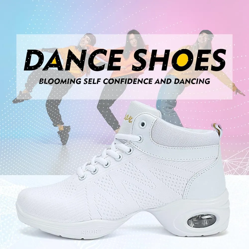 TINRYMX Women Modern Dance Sneaker Jazz Shoes Lace up Air Cushion Ballroom Hip hop Practice Dance Shoes,Model-LYX708