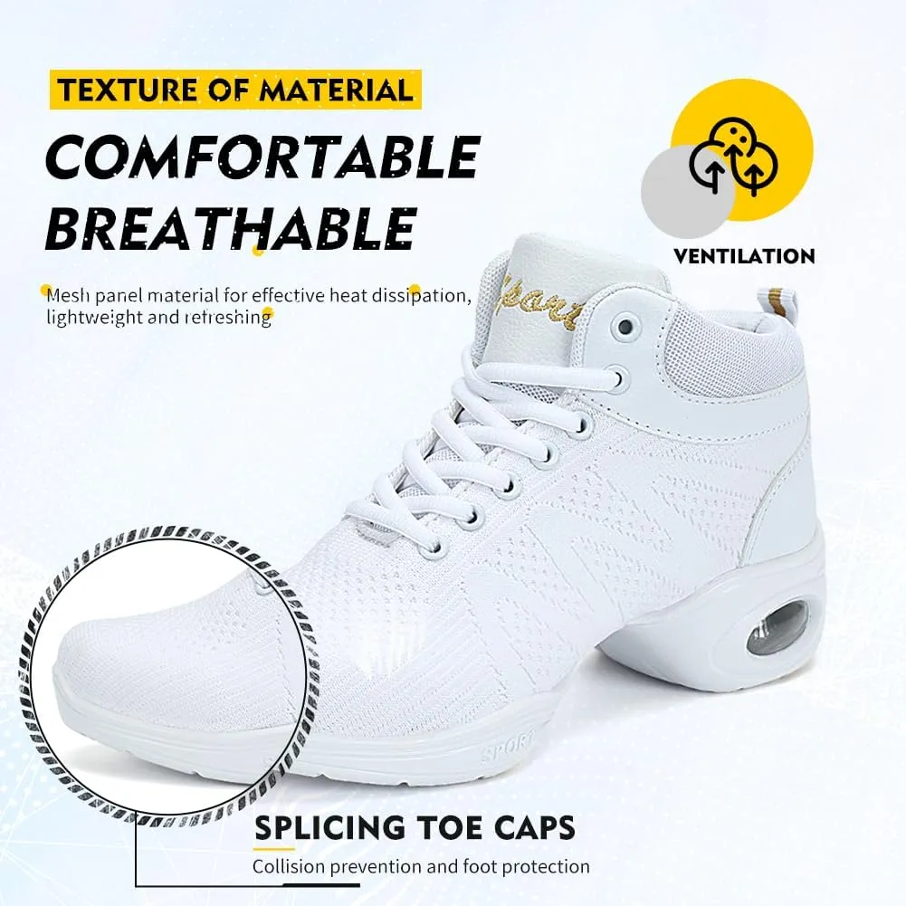 TINRYMX Women Modern Dance Sneaker Jazz Shoes Lace up Air Cushion Ballroom Hip hop Practice Dance Shoes,Model-LYX708