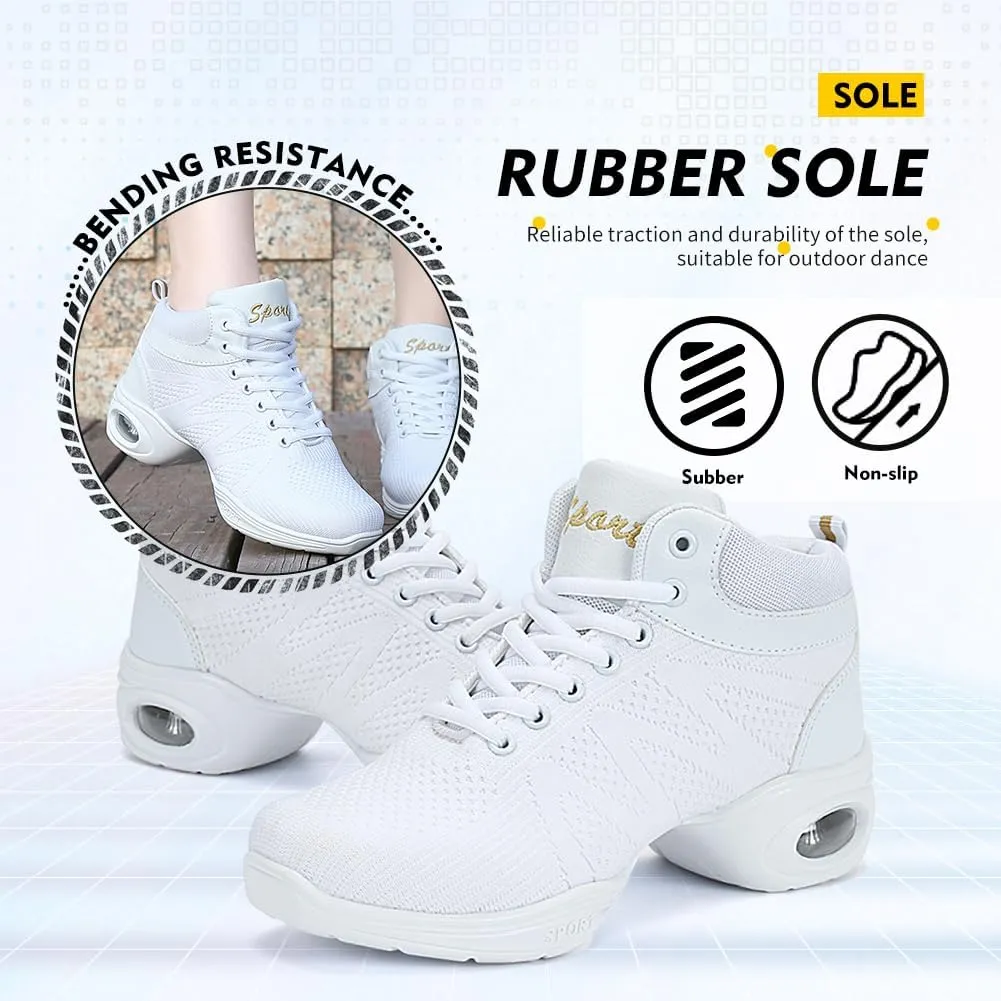 TINRYMX Women Modern Dance Sneaker Jazz Shoes Lace up Air Cushion Ballroom Hip hop Practice Dance Shoes,Model-LYX708