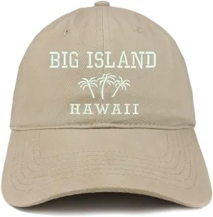 Trendy Apparel Shop Big Island Hawaii and Palm Tree Embroidered Brushed Cap