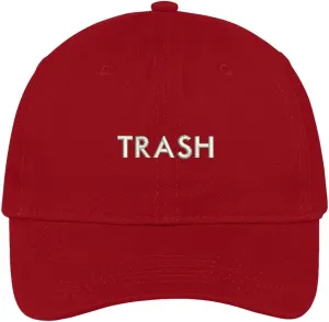 Trendy Apparel Shop Trash Embroidered Soft Crown 100% Brushed Cotton Cap