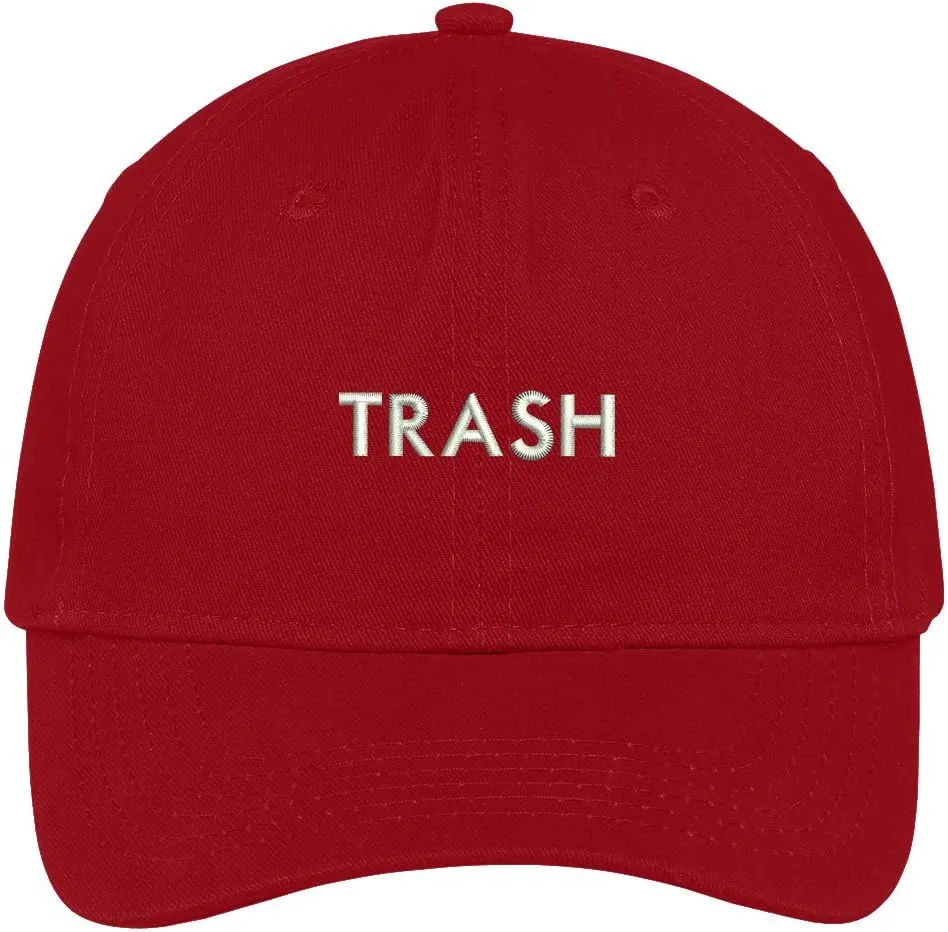 Trendy Apparel Shop Trash Embroidered Soft Crown 100% Brushed Cotton Cap