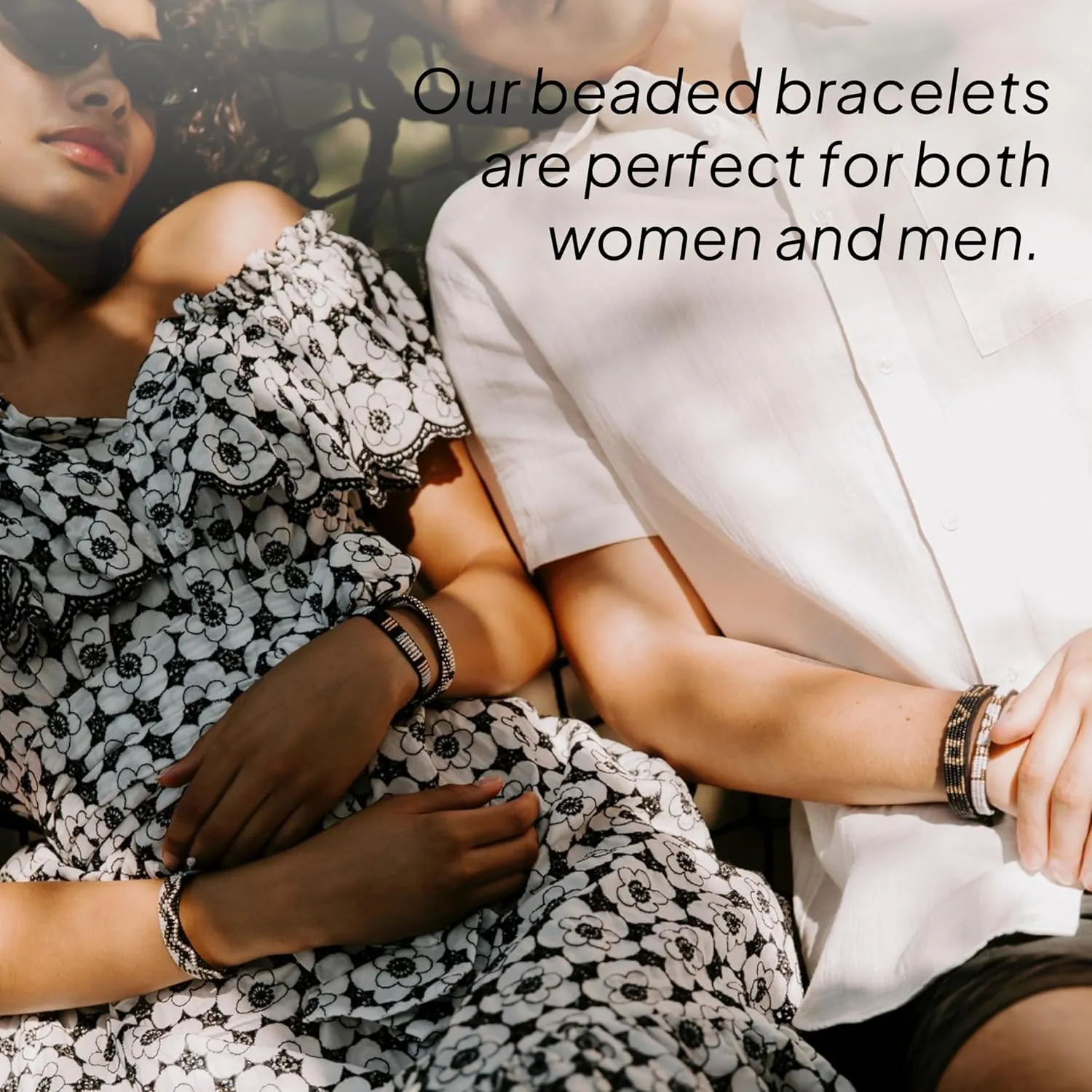 Ubuntu Life Beaded Leather LOVE Bracelet – Handmade Genuine Leather and Glass Bead Bracelet with Slide Closure, Stackable Bracelets for Women and Men