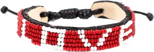 Ubuntu Life Beaded Leather LOVE Bracelet – Handmade Genuine Leather and Glass Bead Bracelet with Slide Closure, Stackable Bracelets for Women and Men