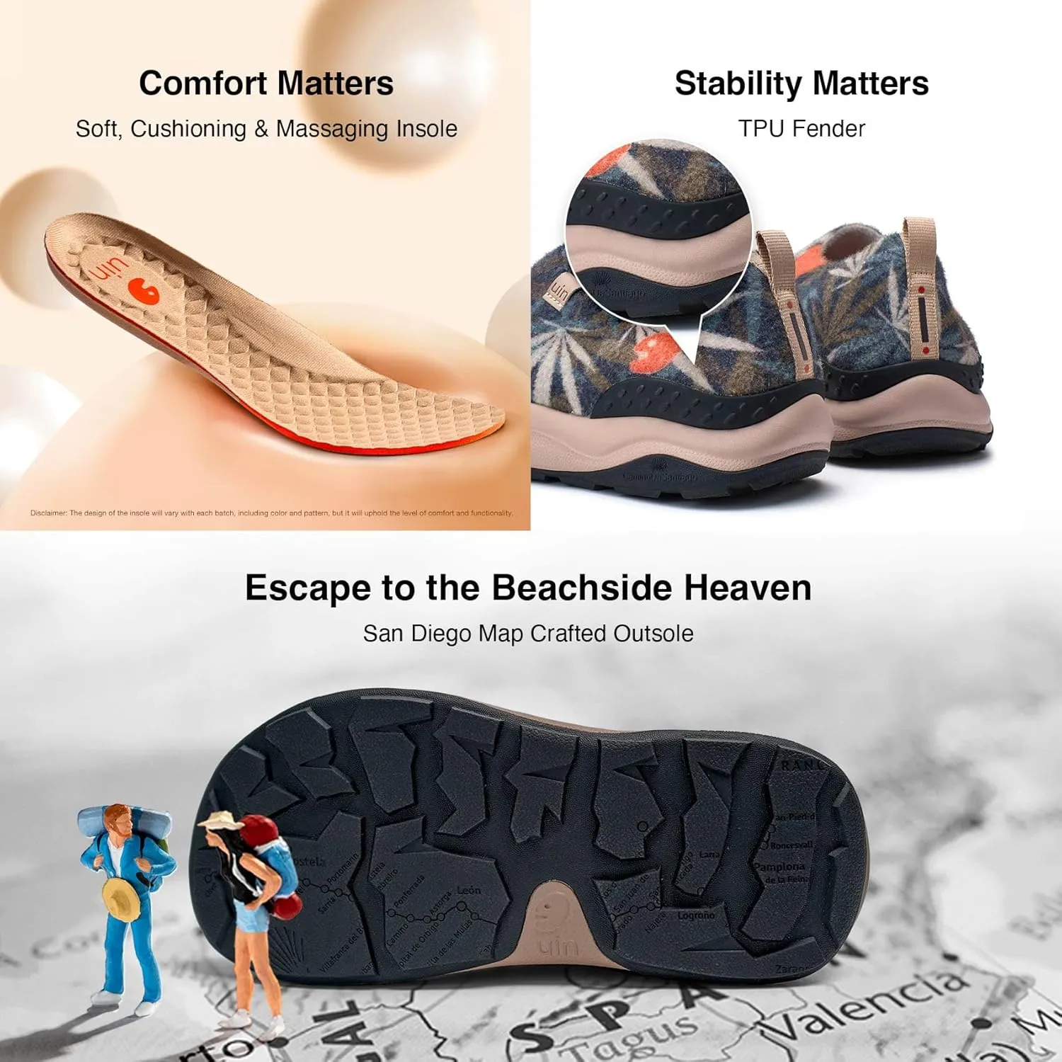 UIN Men's Art Travel Walking Shoes Slip On Casual Lightweight Wide Toe Chunky Comfort Fashion Sneaker Toledo Ⅵ Ⅶ Ⅹ Ⅺ ⅩⅢ ⅩⅤ ⅩⅥ