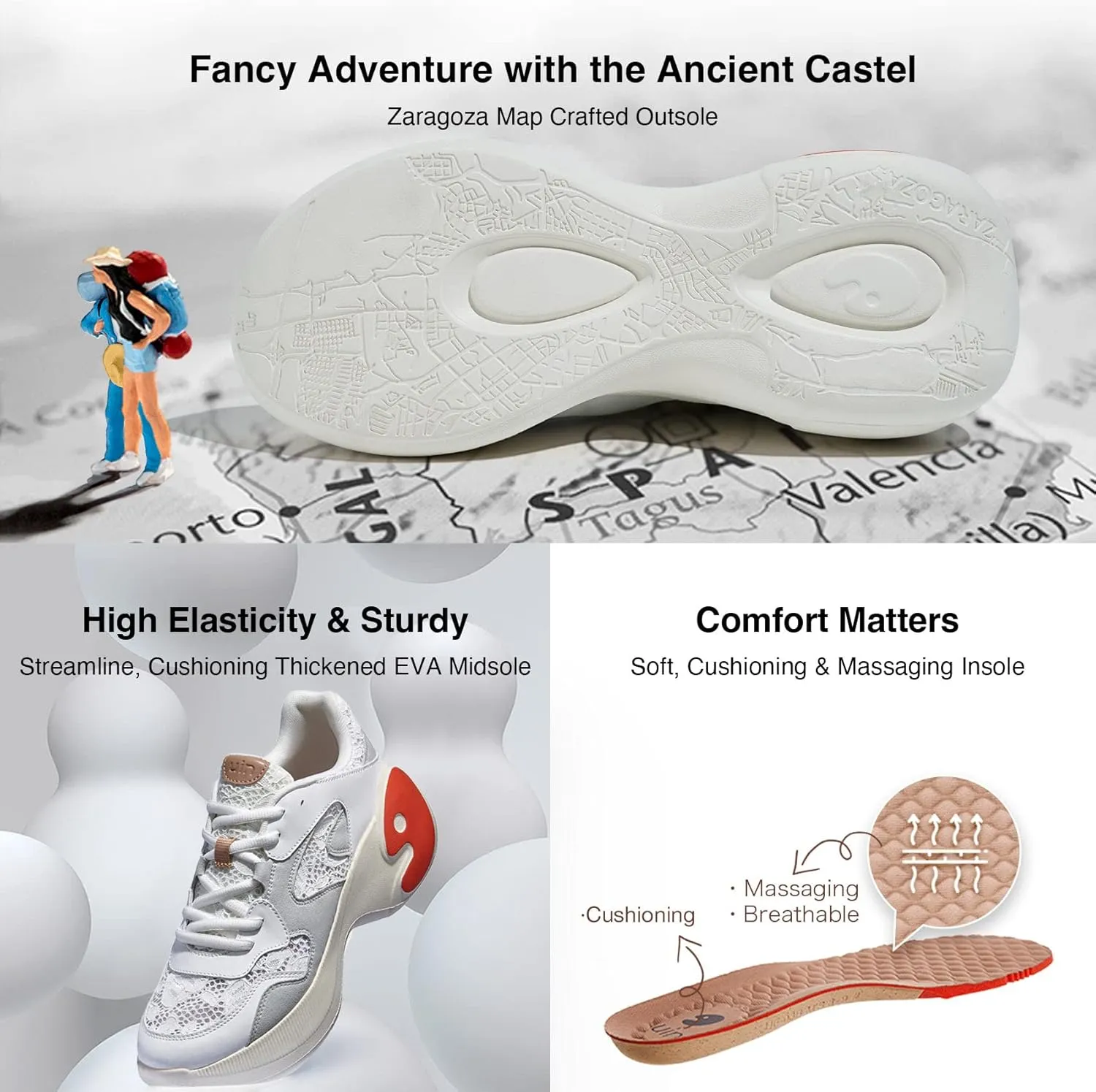 UIN Women's Travel Walking Shoes Art Painted Slip Ons Casual Lightweight Comfortable Chunky Fashion Sneaker Zaragoza Series