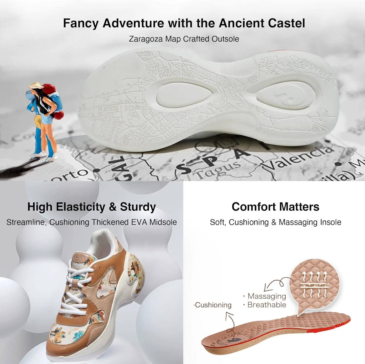 UIN Women's Travel Walking Shoes Art Painted Slip Ons Casual Lightweight Comfortable Chunky Fashion Sneaker Zaragoza Series