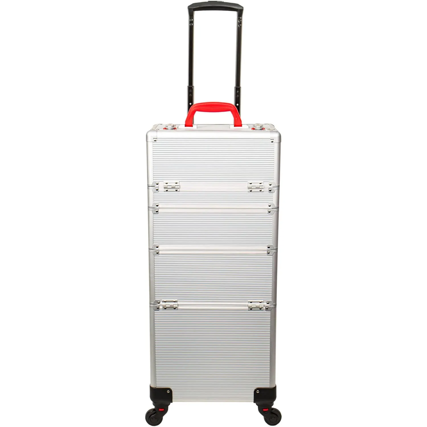 Ver Beauty Professional Rolling Makeup Case, Heavy Duty Hair Stylist & Makeup Artist Travel Case with Easy Slide and Extendable Trays, Silver, VT002-24