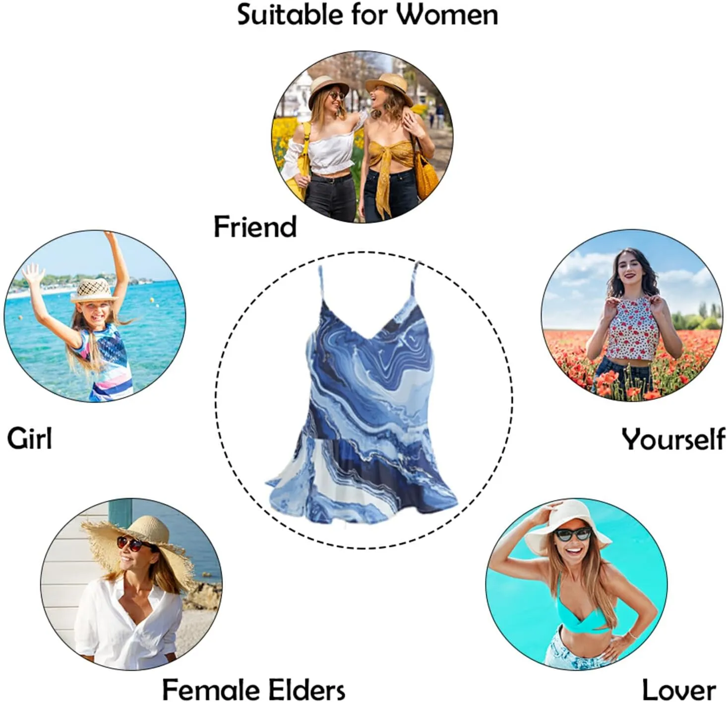visesunny Summer Ruffle Spaghetti Strap Camisole V Neck Tank Top for Women Sleeveless Loose Fit Cami XS-2XL 2025