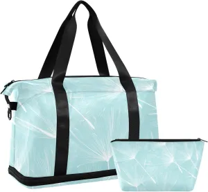 Weekender Bag Set Dandelions Floating Sport Travel Duffel Bag Large Tote Bag with Shoe Compartment