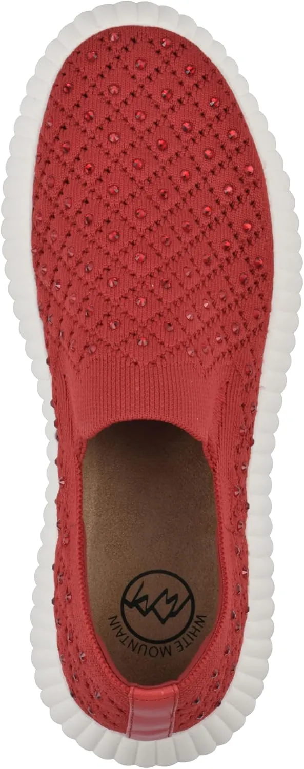 WHITE MOUNTAIN Women's Dyles Rhinestoned Woven Knit Sneaker