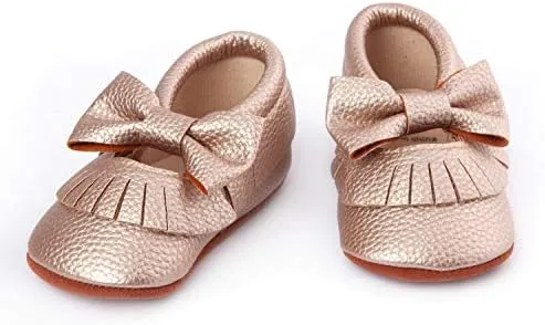 Willow Rose Gold Baby Moccasin Shoes- Sugar Tease (6_months)