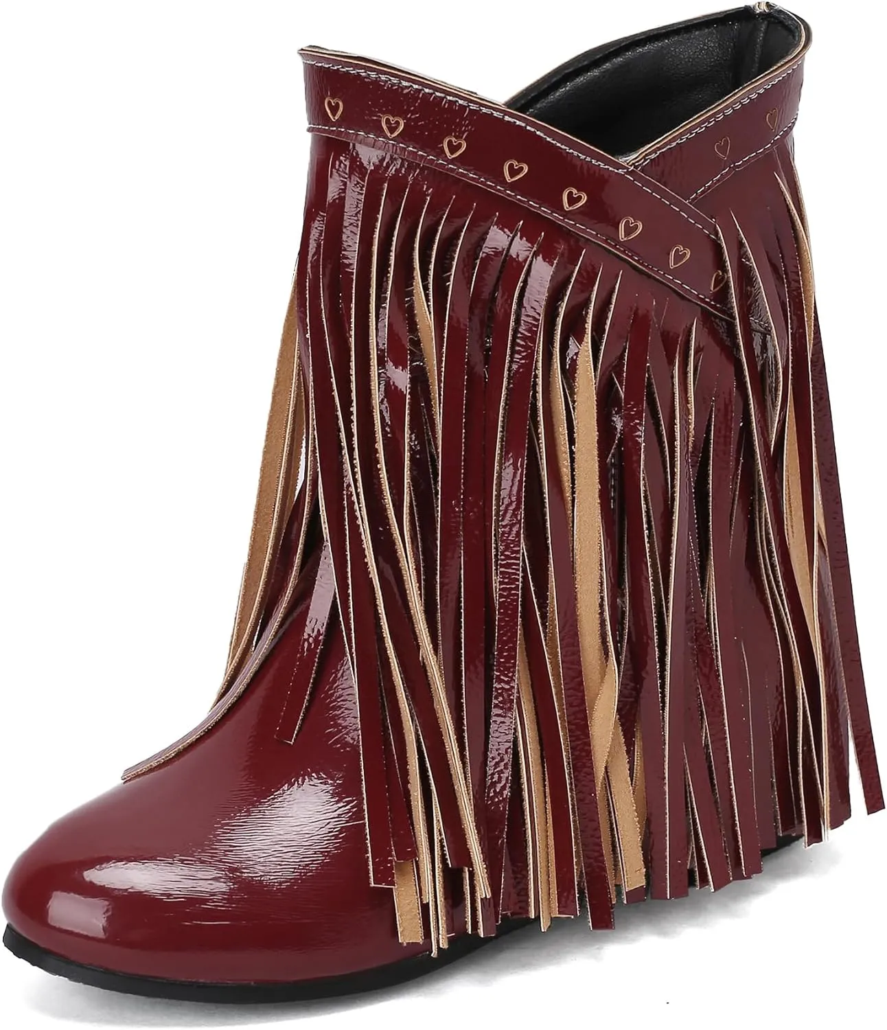 Women's Casual Pull on Fringe Booties, Vintage Low Heel Tassel Boots, Slip on Moccasin Ankle Boots