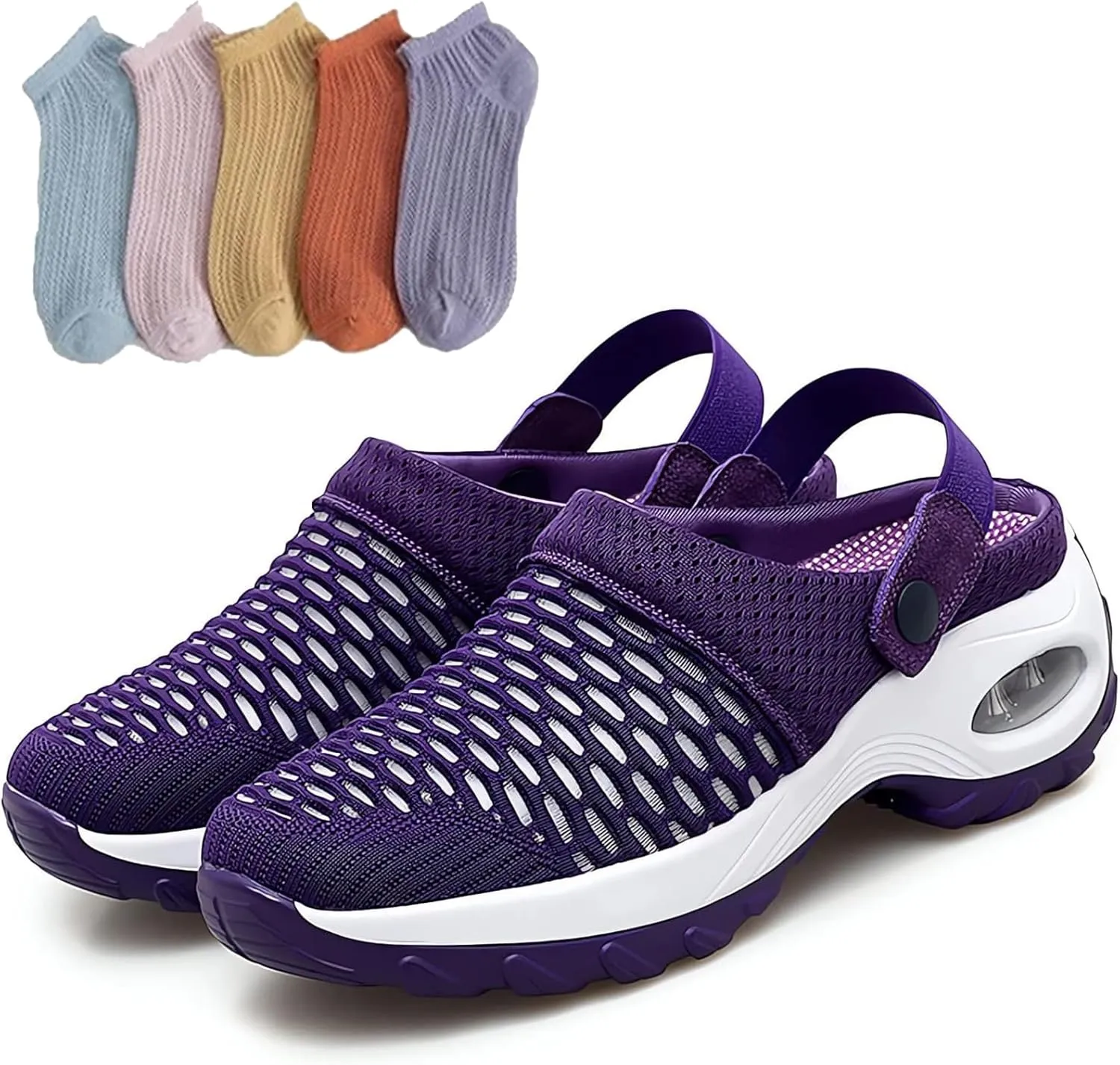 Women's Orthopedic Clogs with Air Cushion Support to Reduce Back and Knee Pressure, Air Cushion Orthopedic Slip on Arch Support Shoes Slip on Walking Sneaker