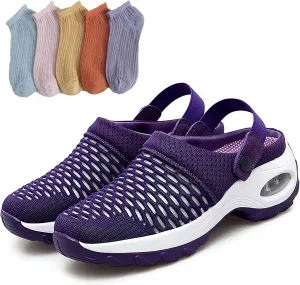 Women's Orthopedic Clogs with Air Cushion Support to Reduce Back and Knee Pressure, Air Cushion Orthopedic Slip on Arch Support Shoes Slip on Walking Sneaker