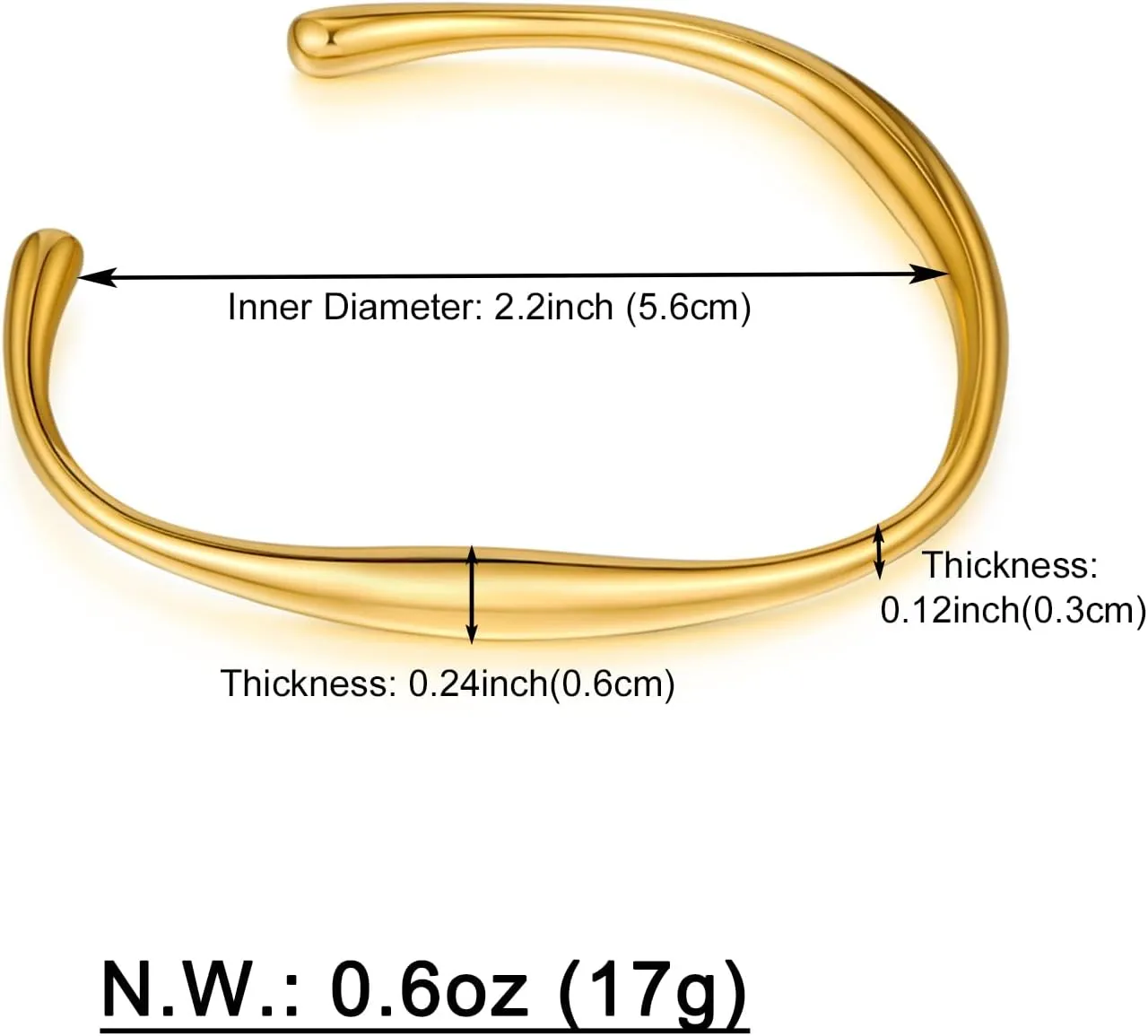 WOWORAMA Teardrop Gold Cuff Bracelets for Women Adjustable 18K Gold Plated Chunky Open Cuff Bangle Bracelets Minimalist Thick Gold Wrist Cuff Bracelets