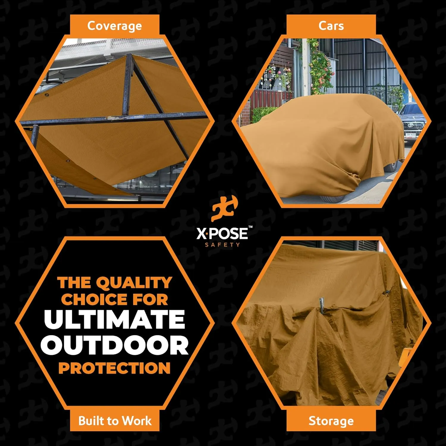 Xpose Safety Canvas Tarp - 10oz Tan Canvas Tarps Heavy Duty Water Resistant with Brass Grommets- Multipurpose Outdoor Tarpaulin for Camping, Canopy, Trailer, Equipment Cover 10' x 12'