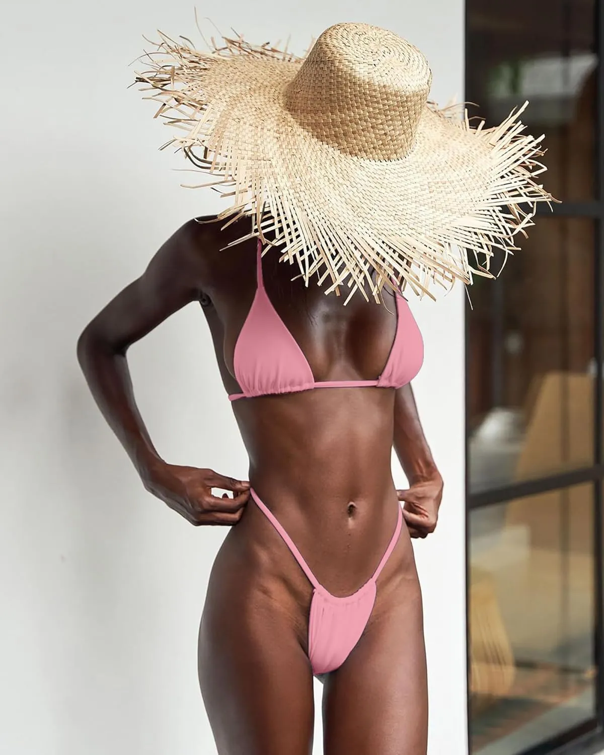 XUNYU Thong Bikini Sets for Women - Brazilian Micro String Bikinis Sexy Two Piece Swimsuit Triangle Top Halter Bathing Suits